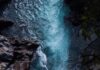 Água viva water falls on rocky mountain