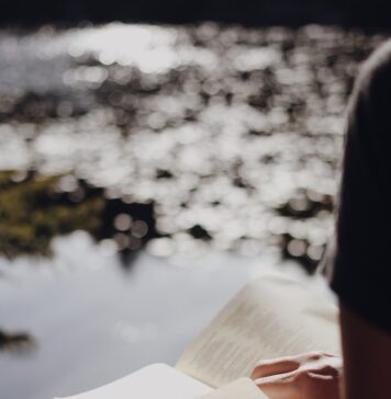 Sempre em sua presença person in black long sleeve shirt holding book
