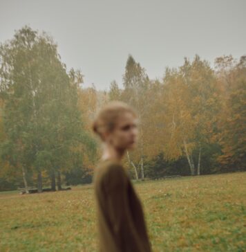 Confissão oferece liberdade A person in a brown sweater standing in a misty autumn forest clearing
